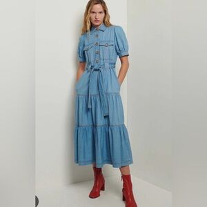 Derek Lam 10 Crosby Buffy Utility Dress in light wash chambray